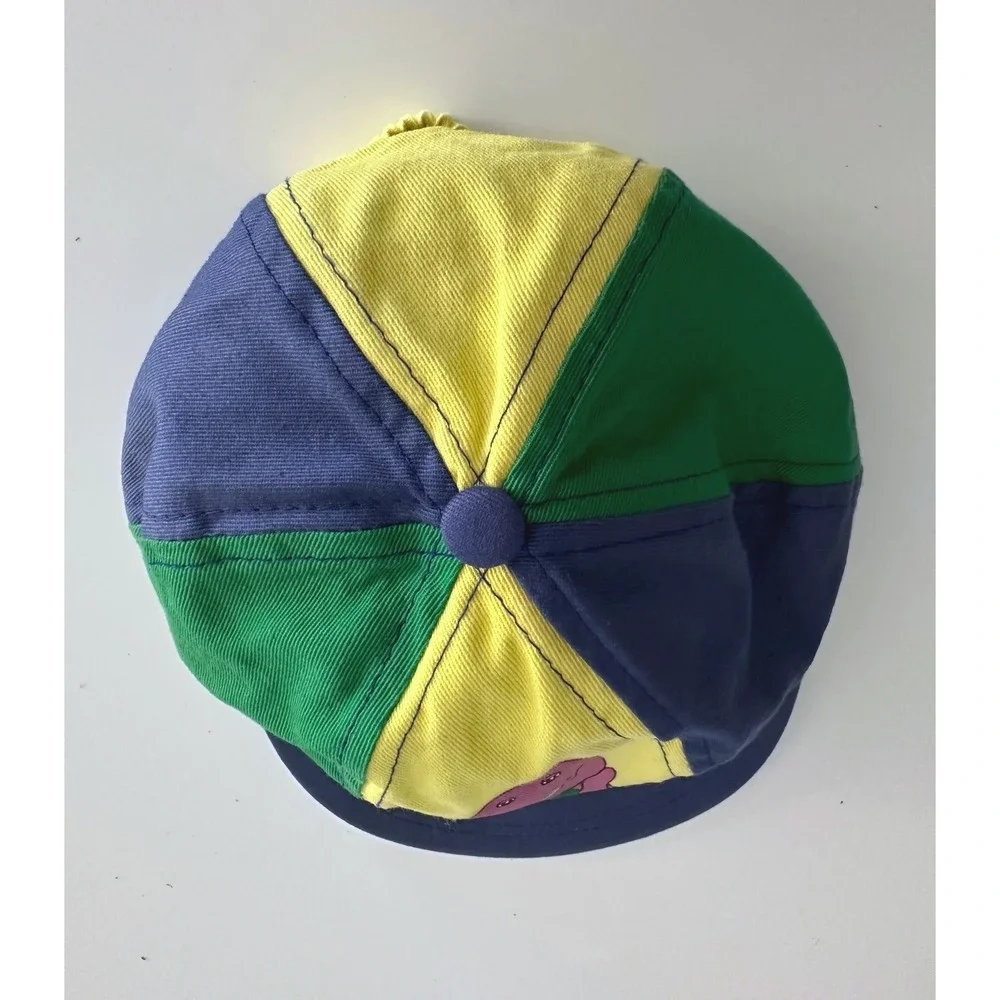 Vintage 1992 Barney Dinosaur Kids Hat Cap One Size Colorblock Cotton 90s TV Show
